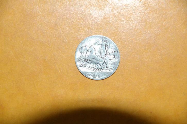 ITALIA : 1 LIRA 1909, Postzegels en Munten, Munten | Europa | Niet-Euromunten, Losse munt, Italië, Zilver, Verzenden