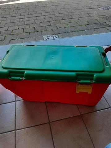 Opbergbak groen, rood en geel.