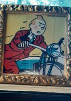 Gouden lijst met afbeelding kuifje., Ophalen