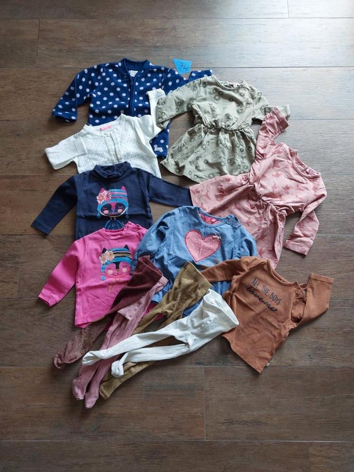 Bundel meisjeskleding maat 74, Kinderen en Baby's, Babykleding | Baby-kledingpakketten, Zo goed als nieuw, Maat 74, Ophalen