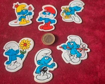 6 kleine stickers Smurfen / Schlümpfe/Schtroumpf, Verzamelen, Stripfiguren, Smurfen, Ophalen