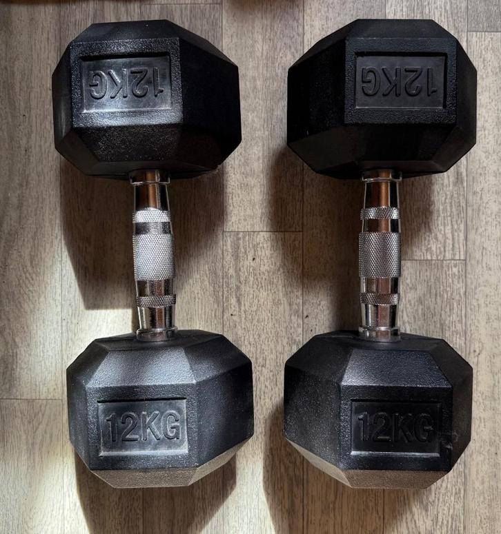 Hex Dumbells 12kg, Sport en Fitness, Fitnessmaterialen, Zo goed als nieuw, Armen, Benen, Borst, Buik, Rug, Ophalen