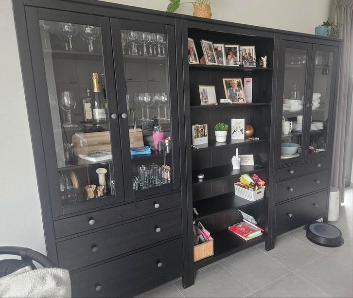 zwarte vitrine kast 270x200, Huis en Inrichting, Kasten | Buffetkasten, Zo goed als nieuw, 200 cm of meer, 200 cm of meer, 25 tot 50 cm