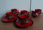 Prachtige SMF SCHRAMBERG koffie - rode theeset, Ophalen, Gebruikt, Keramiek, Kop(pen) en/of Schotel(s)