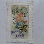 Oude wenskaart gebrodeerd op zijde, Verzamelen, Ophalen of Verzenden