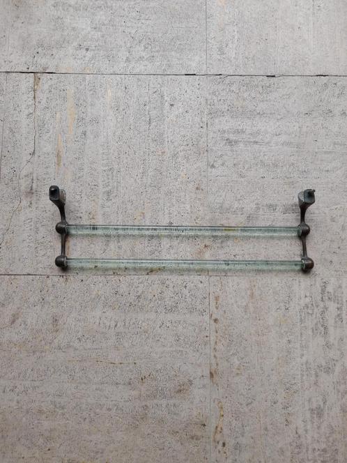 Antieke handdoekdroger in glas en koper, messing, Huis en Inrichting, Woonaccessoires | Overige, Ophalen