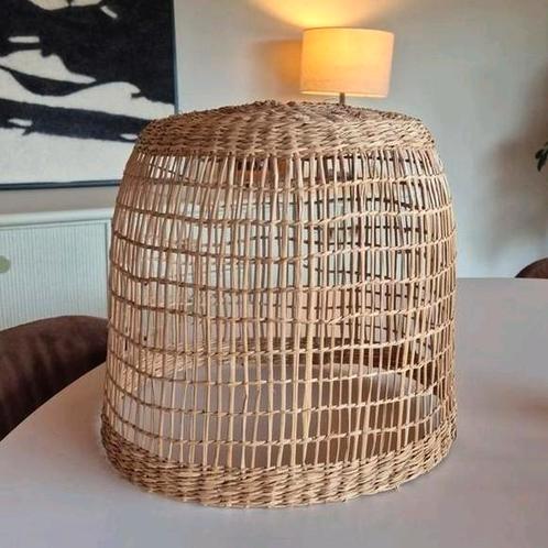 Rieten boho ibiza lampenkapje hanglamp, Huis en Inrichting, Lampen | Lampenkappen, Zo goed als nieuw, 25 tot 50 cm, Ovaal, Beige