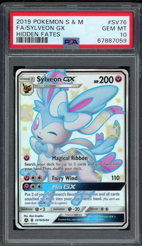 Sylveon GX PSA 10 - SV76/SV94 - Sun & Moon - Hidden Fates 20, Hobby en Vrije tijd, Verzamelkaartspellen | Pokémon, Zo goed als nieuw