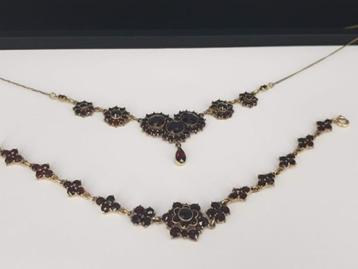 Antieke Victoriaanse Ketting & Armband Boheemse Granaat  beschikbaar voor biedingen