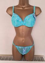 Elegante Turquoise Doorzichtige BH en String - 75B tot 85B, Vêtements | Femmes, Sous-vêtements & Lingerie, Enlèvement ou Envoi