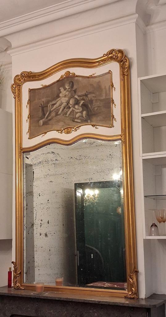 Miroir trumeau toile angelots, Antiquités & Art, Antiquités | Miroirs, Enlèvement