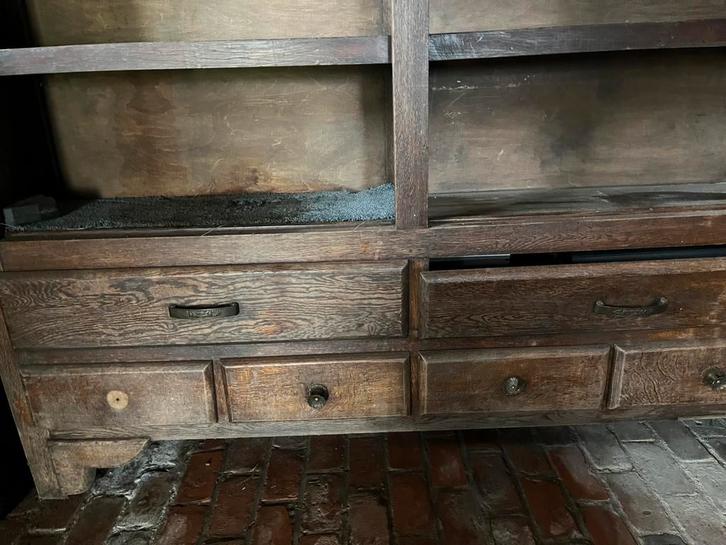 Eiken boekenkast gratis, Huis en Inrichting, Kasten | Boekenkasten, Gebruikt, Met klep(pen), Met plank(en), Eikenhout, Ophalen