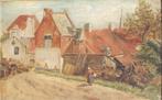 Eugenie Van Ham (19de E): Dorpszicht (51 x 36,5 cm), Ophalen of Verzenden