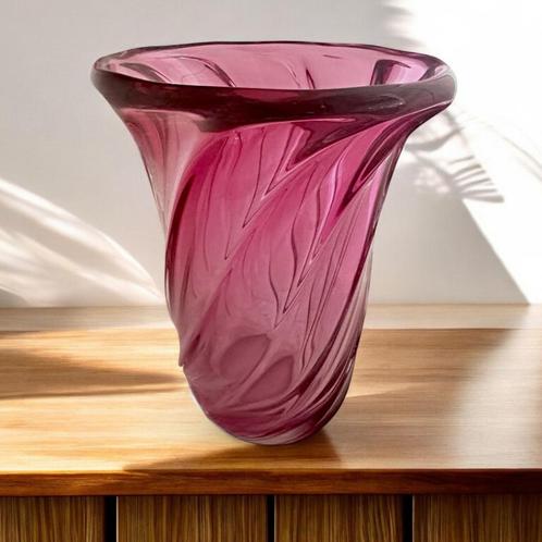 Val Saint Lambert roze kristallen vaas - René Delvenne - Mod, Antiek en Kunst, Antiek | Glaswerk en Kristal, Ophalen of Verzenden