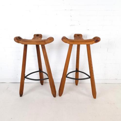 2x vintage brutalist barkruk, Antiek en Kunst, Antiek | Meubels | Stoelen en Sofa's, Ophalen