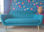 Scandinavische stoffen zetel petrol blauw 2/3 zitplaatsen, 150 tot 200 cm, Rechte bank, Gebruikt, 75 tot 100 cm