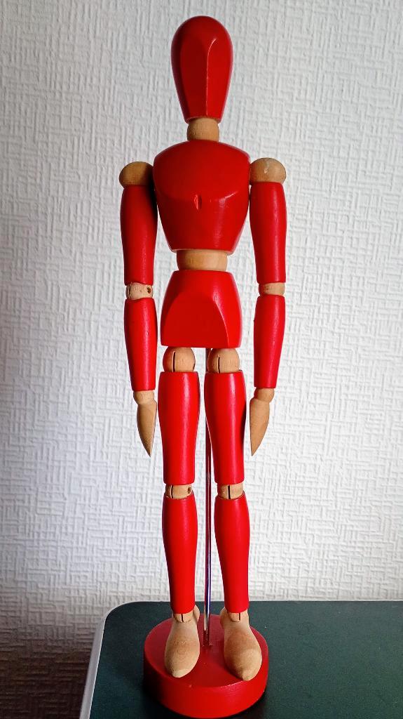 Mannequin articulé en bois rouge - modèle dessin - 30 cm, Hobby en Vrije tijd, Tekenen, Gebruikt, Overige typen, Ophalen of Verzenden