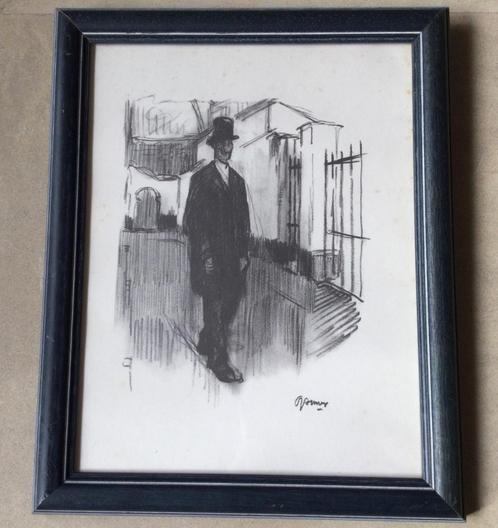 2 oude prenten van  Opsomer(1878-1967) 1 gedateerd 1902, Antiek en Kunst, Kunst | Litho's en Zeefdrukken, Ophalen of Verzenden