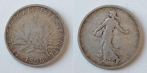 Frankrijk, 1 franc Semeuse, Zilver 1898, Postzegels en Munten, Munten | Europa | Niet-Euromunten, Losse munt, Frankrijk, Zilver