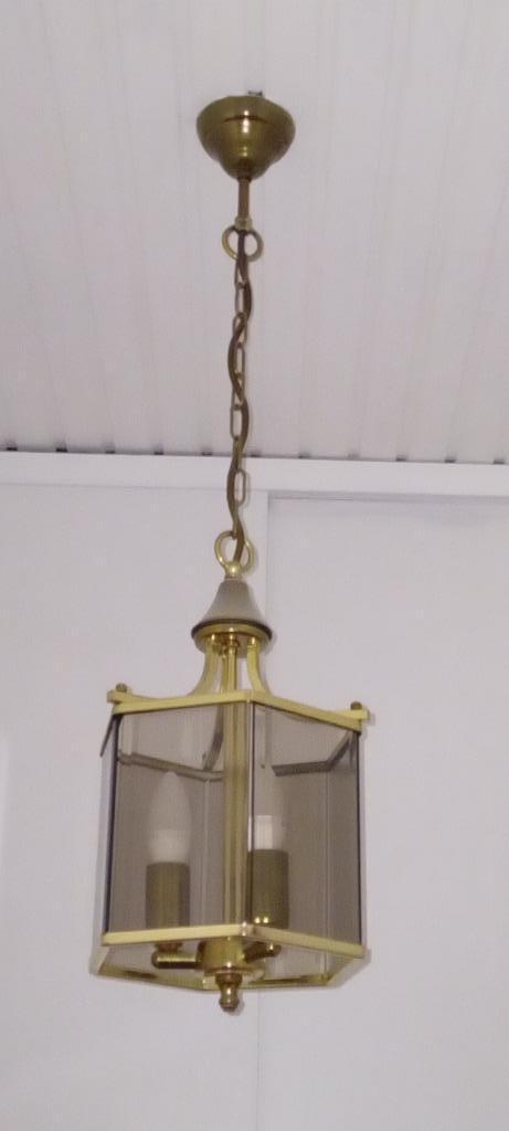 elektrische vering, Huis en Inrichting, Lampen | Hanglampen, Gebruikt, Minder dan 50 cm, Glas, Metaal, Ophalen