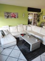 Witte lederen hoeksalon met 1 relax.Weg wegens aankoop nieuw, Ophalen, Gebruikt
