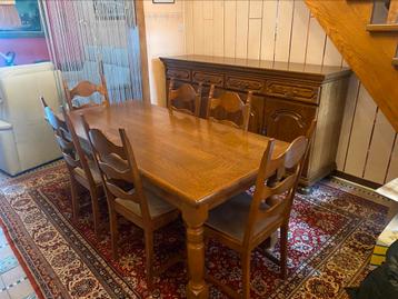 salle à manger, Enlèvement, Utilisé, Donkere eik, 6 à 8 chaises