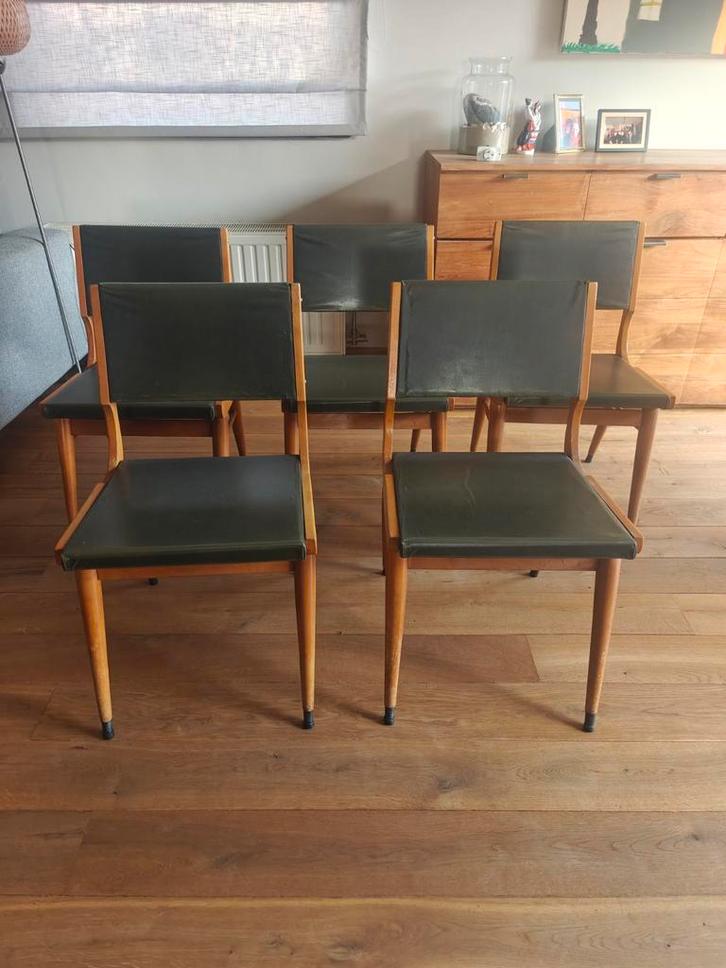 Lot de 5 chaises vintage (légèrement réparables), Maison & Meubles, Chaises, Enlèvement