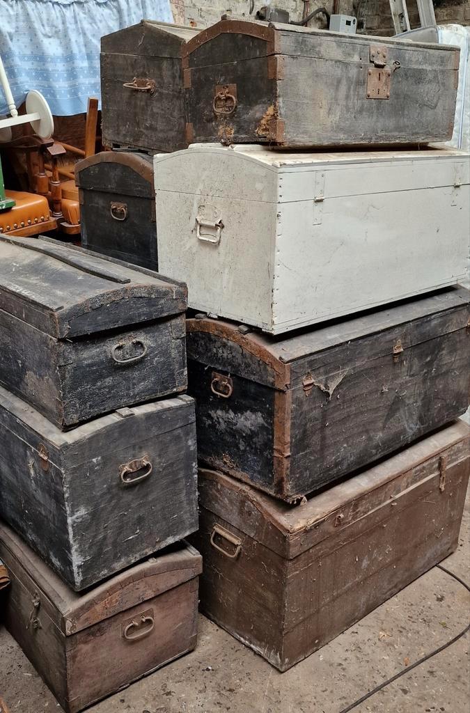 Set van 10 oude houten kisten, Huis en Inrichting, Woonaccessoires | Kisten, Ophalen