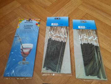 nieuwe pakjes van 12 feest buig rietjes met palmwaaier beschikbaar voor biedingen