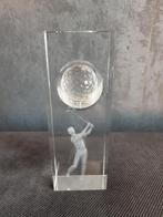 3D BEELDJE (TROFFEE) GOLF IN GLAS, Ophalen of Verzenden, Zo goed als nieuw