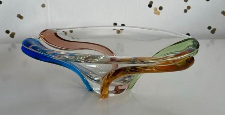 Prachtige glas schaal/schotel Josef Hospodka, Antiek en Kunst, Antiek | Glaswerk en Kristal, Ophalen of Verzenden