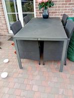 Aluminium tuintafel met glas blad met vier stoelen 170x90, Tuin en Terras, Tuintafels, Ophalen, Aluminium