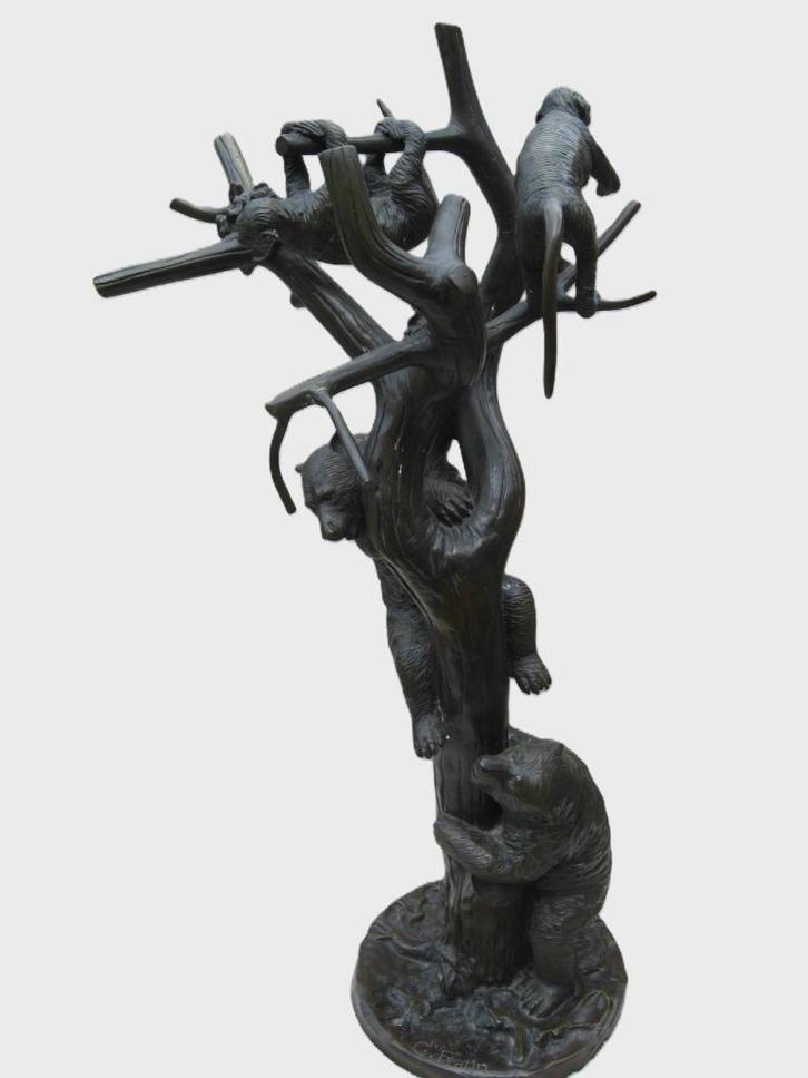 animalier Fratin:"bear cubs hunting monkeys" 117cm, Antiek en Kunst, Antiek | Brons en Koper, Brons, Ophalen