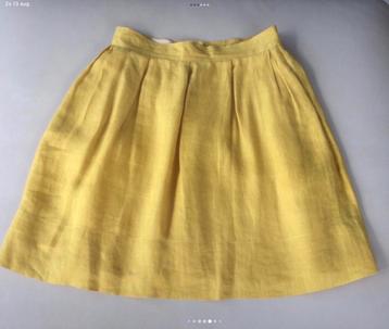 Jupe en lin ocre - Private Collection, Taille 38/40 (M), Au-dessus du genou, Private Collection, Comme neuf