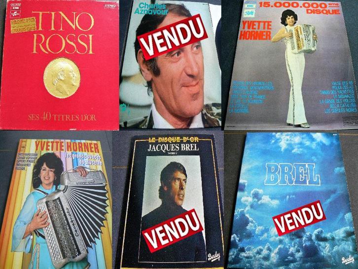 Lot de 9 vinyls tino rossi ,aznavour, yvettes horner etc, CD & DVD, Vinyles | Compilations, Utilisé, Autres genres, Enlèvement ou Envoi