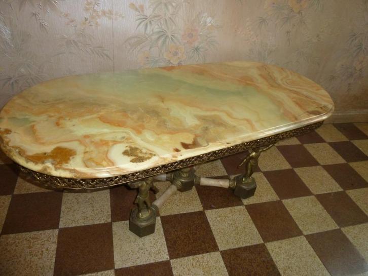 table de salon basse & porte journaux en marbre & laiton, Antiek en Kunst, Antiek | Meubels | Tafels, Ophalen