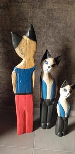 3 beelden in hout, Antiek en Kunst, Kunst | Beelden en Houtsnijwerken, Ophalen