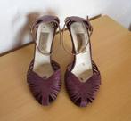 Vintage Paars bordeaux lederen sandalen hakken schoenen Mt36, Enlèvement ou Envoi