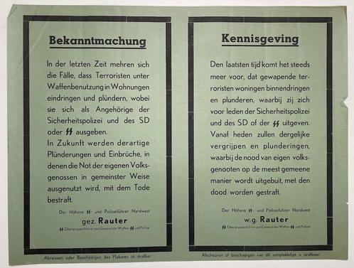 Poster Rauter, Verzamelen, Militaria | Tweede Wereldoorlog, Overige soorten, Foto of Poster, Verzenden