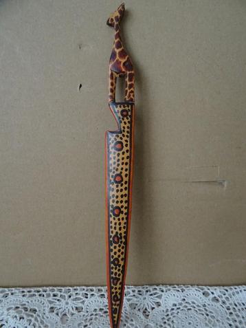 Curiosa Afrikaanse houten brievenopener giraffe 28cm 1980 beschikbaar voor biedingen