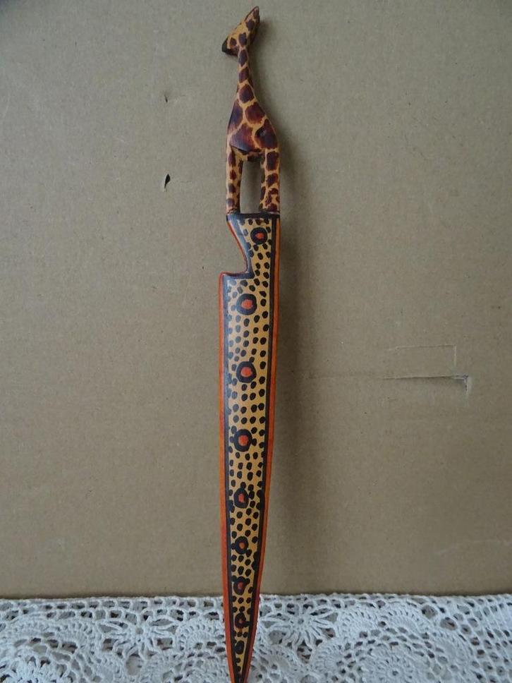 Curiosa Afrikaanse houten brievenopener giraffe 28cm 1980, Antiek en Kunst, Curiosa en Brocante, Ophalen of Verzenden