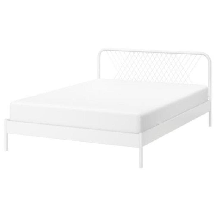 Twijfelaar + matras, Huis en Inrichting, Slaapkamer | Bedden, Twijfelaar, Overige maten, Overige maten, Metaal, Wit, Ophalen