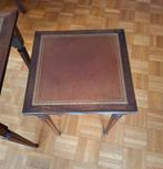 Uitschuifbare tafel in Engelse stijl Lederen blad met vergul, Huis en Inrichting, Ophalen, Gebruikt