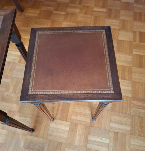 Uitschuifbare tafel in Engelse stijl Lederen blad met vergul, Huis en Inrichting, Tafels | Salontafels, Gebruikt, Ophalen