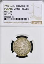 Belgium Essai 10 Cent 1917 FDC MS67+  Topstuk!!, Verzenden, Zilver, Losse munt, Zilver