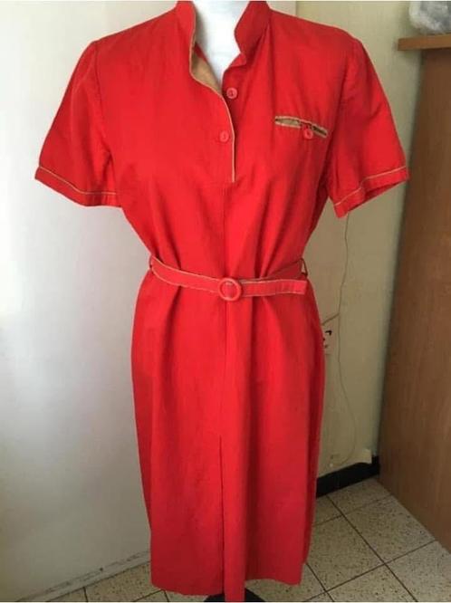 UPIM rode vintage linnen jurk maat 48 lees, Kleding | Dames, Jurken, Ophalen of Verzenden