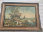 huile sur toile chasseur et ses chien signe rik zuitem, Antiquités & Art, Enlèvement