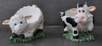 Lot de 2 coquetiers en résine : vache et mouton, Enlèvement ou Envoi, Comme neuf, Animal