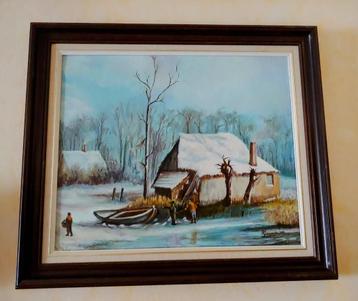 Winterlandschap, gesigneerd A Janssen 1989 beschikbaar voor biedingen