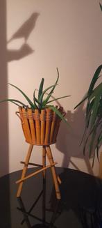 Plantenbak op vintage rotan en bamboe poten, Tuin, Overige materialen, 60 cm of meer, Rond